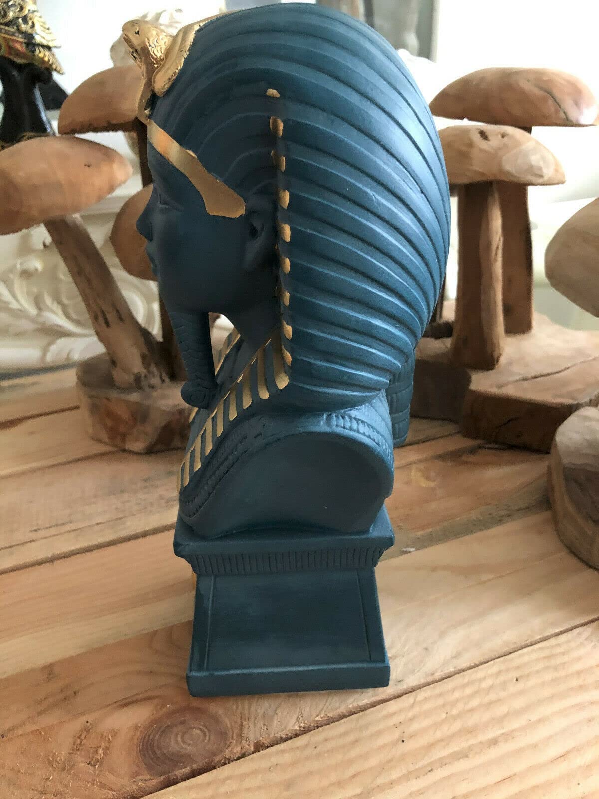 Ägyptische Groß Figur Tutenchamun Büste Pharao 2860-101, Blau