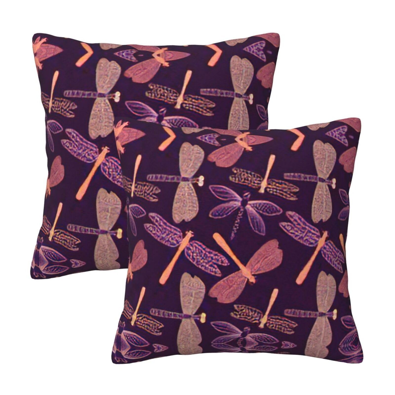 Kfjghhl Purple Dragonfly Throw Pillow Covers Decorative Farmhouse Couch Pillow Case 4 Sizes Square Cushion Pillcase