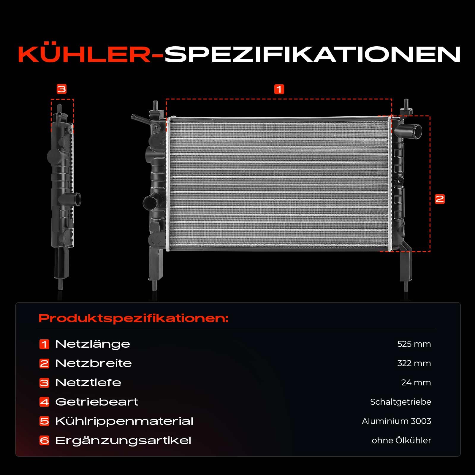 Frankberg Kühler Wasserkühler Motorkühler Schaltgetriebe Replace# 90325151