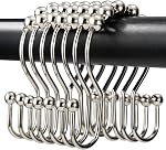 Crochets de rideaux de douche, OEH Anneaux de rideaux de douche, Crochets noirs de rideaux pour douche Proof, Boucles de rideaux en métal lisse coulissante, Double Crochets de douche pour rideau de douche 12 Pcs, noir