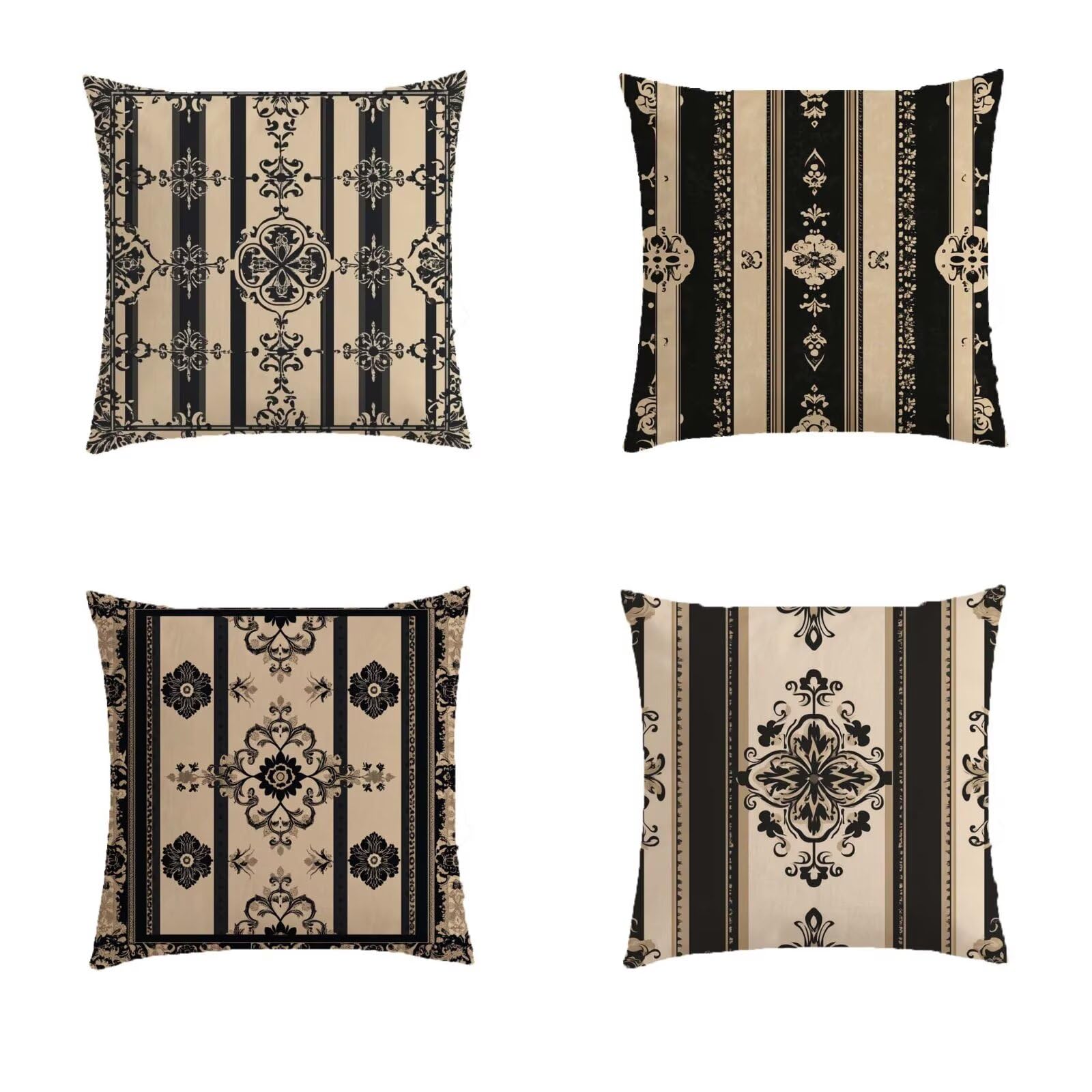 Housse de coussin lavable lot de 4 carré marron pour rénover un canapé usé