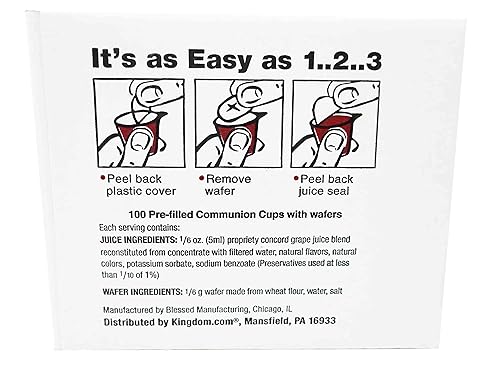 Miniatura 4 de Kingdom Taza de comunión precargada con obleas 100 unidades jugo rojo sellada en un recipiente de una sola porción con un año de vida útil perfecta