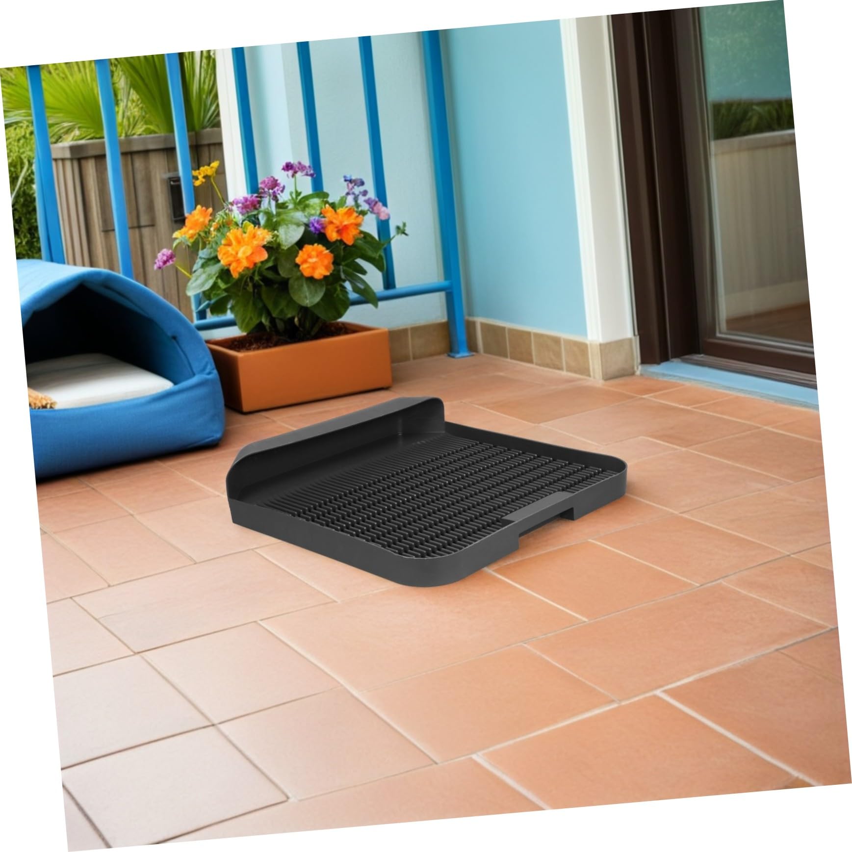 Estera de la Caja de Arena para Gatos Linda Alfombra de Arena para Gatos plástico Alfombra de Almohadilla páginas Negro