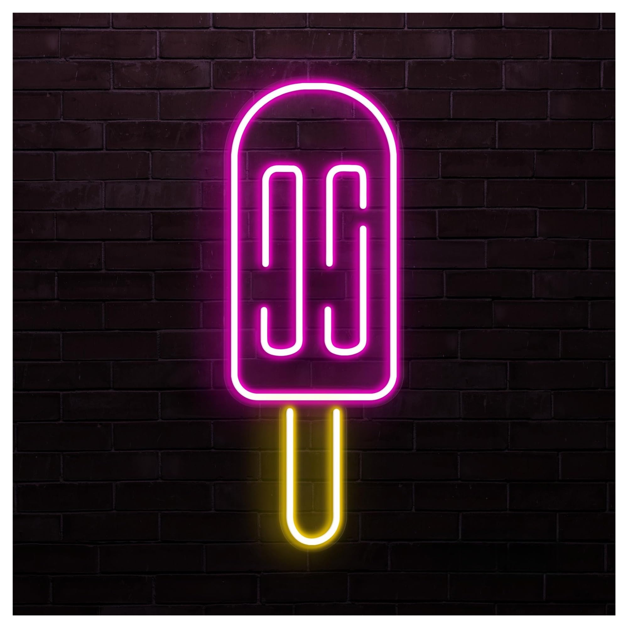 RONGCH Hanging Art Signs Popsicle Neon Sign, Suitable for Ice Cream Shop Decor with Brightness Adjustable 38cm
