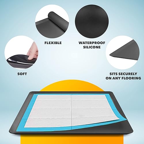 Miniatura 5 de Skywin Bandeja para almohadillas para perros, color negro, paquete de 2 soportes para orina antiderrames para perros, soporte para almohadilla de