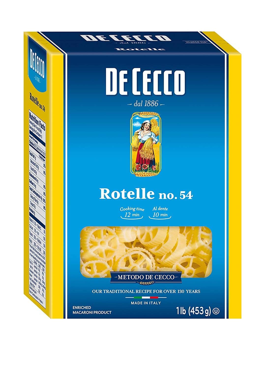 De CeccoSemolina Pasta, Rotelle No.54, 1 Pound (Pack of 1)