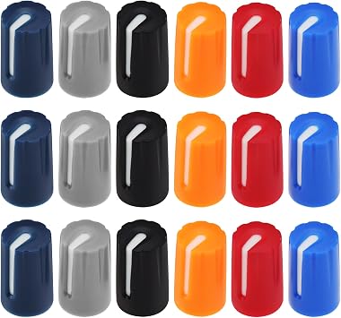 ECSiNG 30pcs Potentiometer Control Knob 6mm D270 Mixer Knobs Rotary Knob for Electric Guitar Amplifier Stereo Systems Bass Volume Tone, Mixed Colour