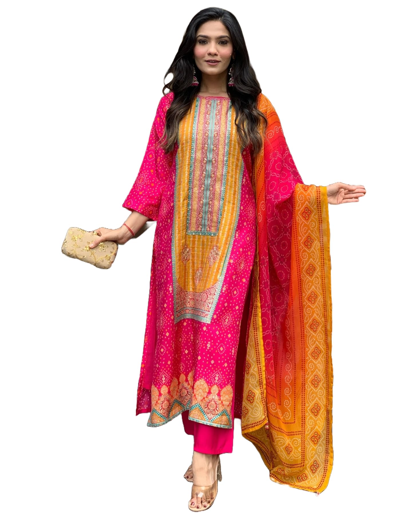 gosriki Women's Rayon Blend Printed Straight Kurta with Pant & Dupatta-picture-55