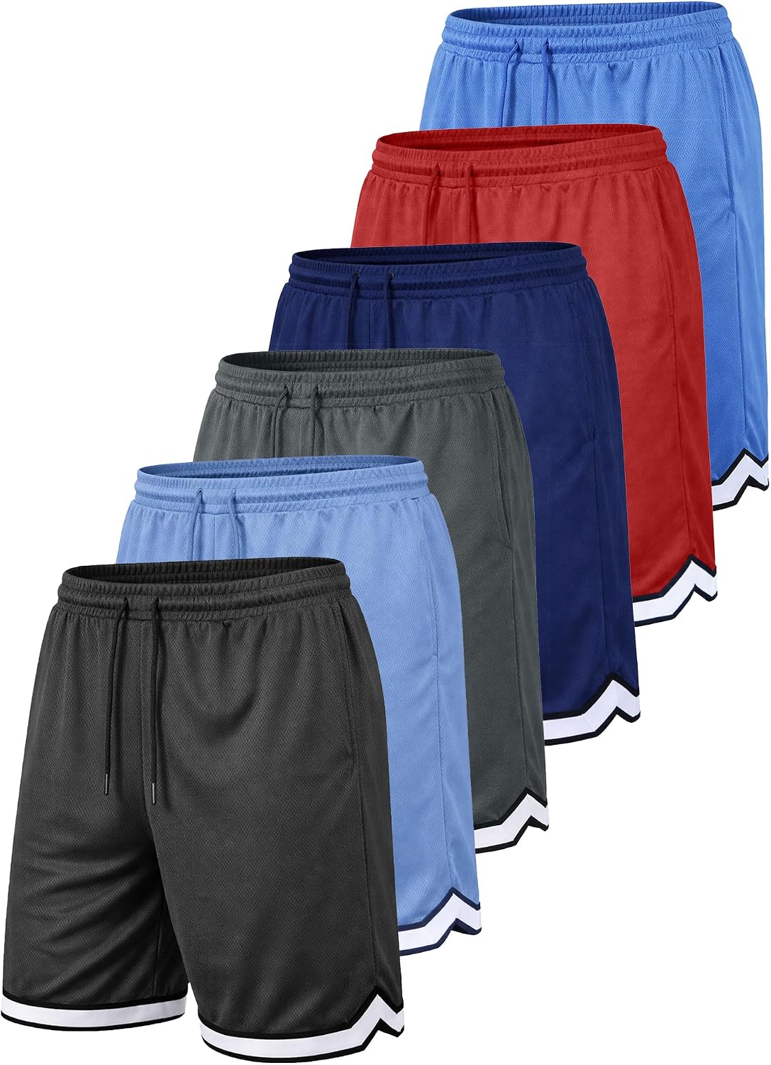 Galaxy by Harvic Men's Mesh Performance Shorts, Quick Dry Athletic Shorts with Pocket, 6 Pack