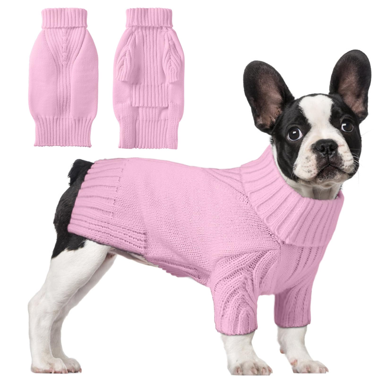 Dog Sweaters for Small Medium Large Dog, Classic Turtleneck Pet Clothes Warm Thermal Doggy Winter Coat, Thick Double Knitting Collar Pullover Cold