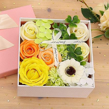 Amazon 母の日 ソープフラワー バラ型 枯れない花 造花 花束 花 石鹸花 花プレゼント バレンタインデー 誕生日 入学 結婚祝い ギフト メッセージカード付き イエロー１１本 造花 オンライン通販
