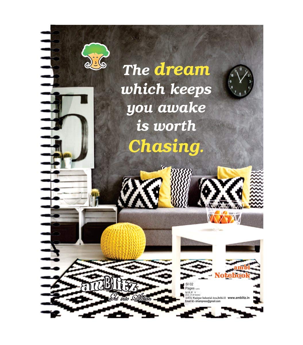 amblitz Spiral Notebook | 300 Pages | A4 Size | Single Line Ruled | Beautiful Covers with Motivational Quotes | Pack of 1 | School College Student Notemaking Notebook | 70 GSM Thick Paper