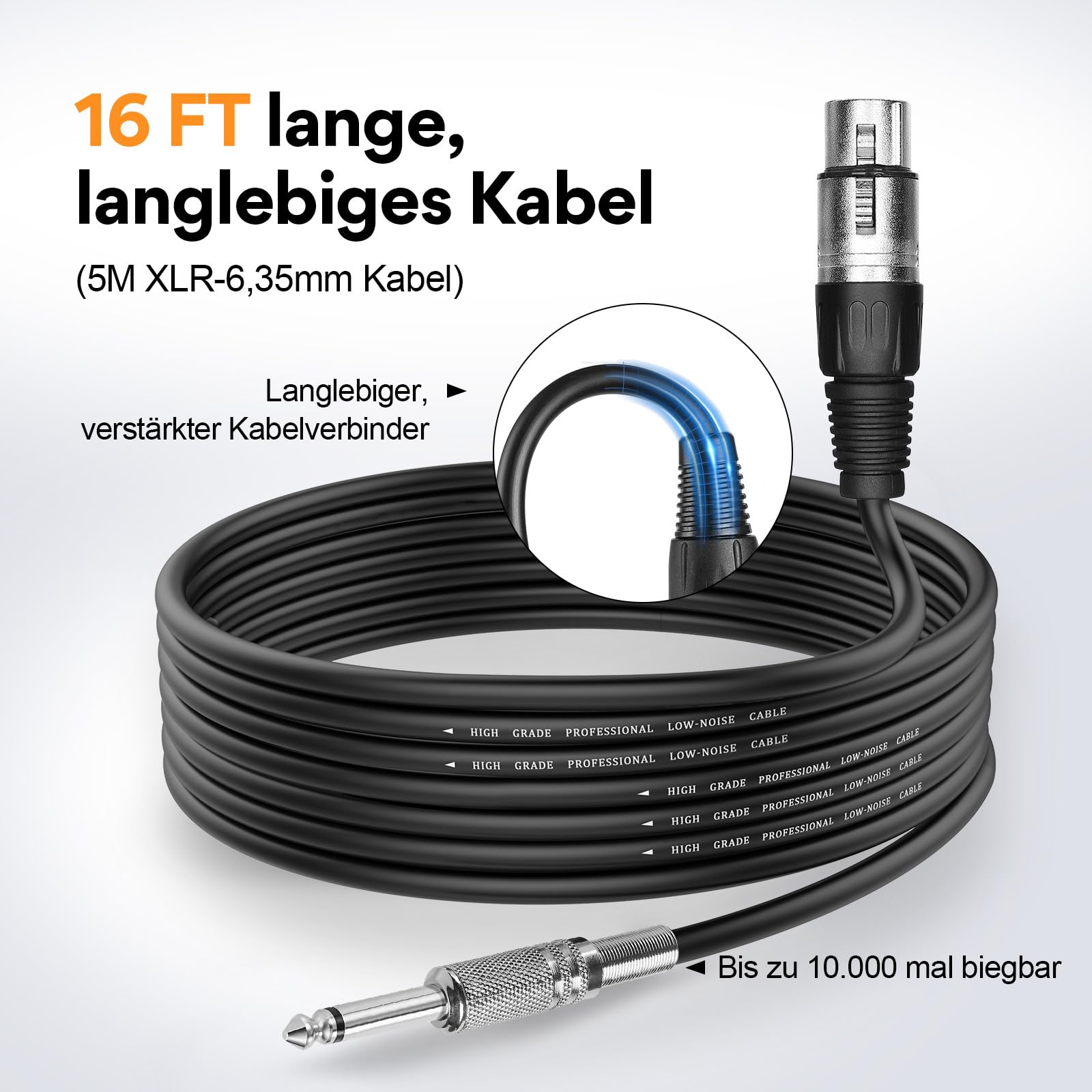 OneOdio ON55 Mikrofon mit Klinkenstecker, Cliphalter & 5m XLR-Kabel, 100% Metallgehäuse, Hervorragende Klangqualität Mikro für Karaoke, Studio, Streaming, Mixer, Podcasts, DJ-Silber