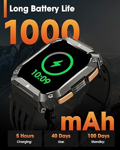 Miniatura 4 de Smart Watches for Men, Military Smart Watch with 100 Days BatteryLED Flashlight, 1.95'' Fitness Watch with Heart Rate Sleep Monitor100+ Sports Mode,