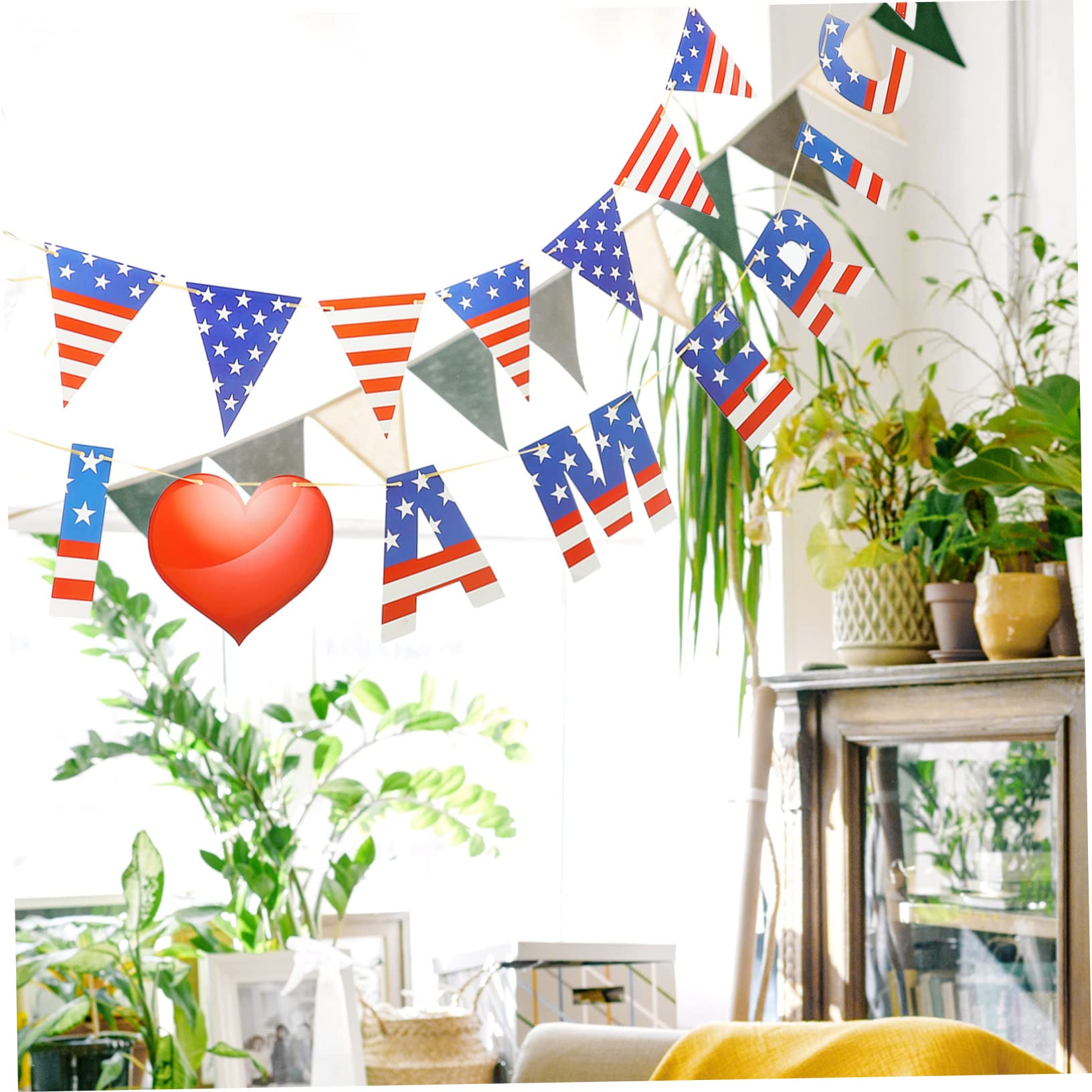 4juegos Banderín De Decoración De Día De Guirnalda De Triángulos Adorno Americano Prop Para y Momentos