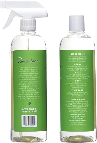 Miniatura 10 de Kinderbean Eliminador de manchas y olores de orina para perros y gatos, individual 32 onzas, aroma de pomelo y tomillo, fórmula bioactiva enzima con