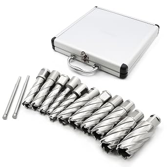 HSS Annular Cutter Set-13Pcs 7/16" to 1-1/16 Cutters, 3/4" Welded Shank, Mag Drill Bits Kit CNC Machined Cutters 2Cutting Depth