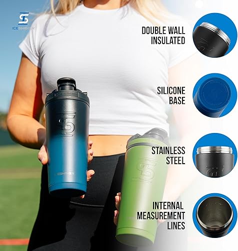 Miniatura 2 de Ice Shaker - Batidor de proteínas de acero inoxidable de 26 onzas, como se vio en Shark Tank, reutilizable, botella de agua para el gimnasio, color
