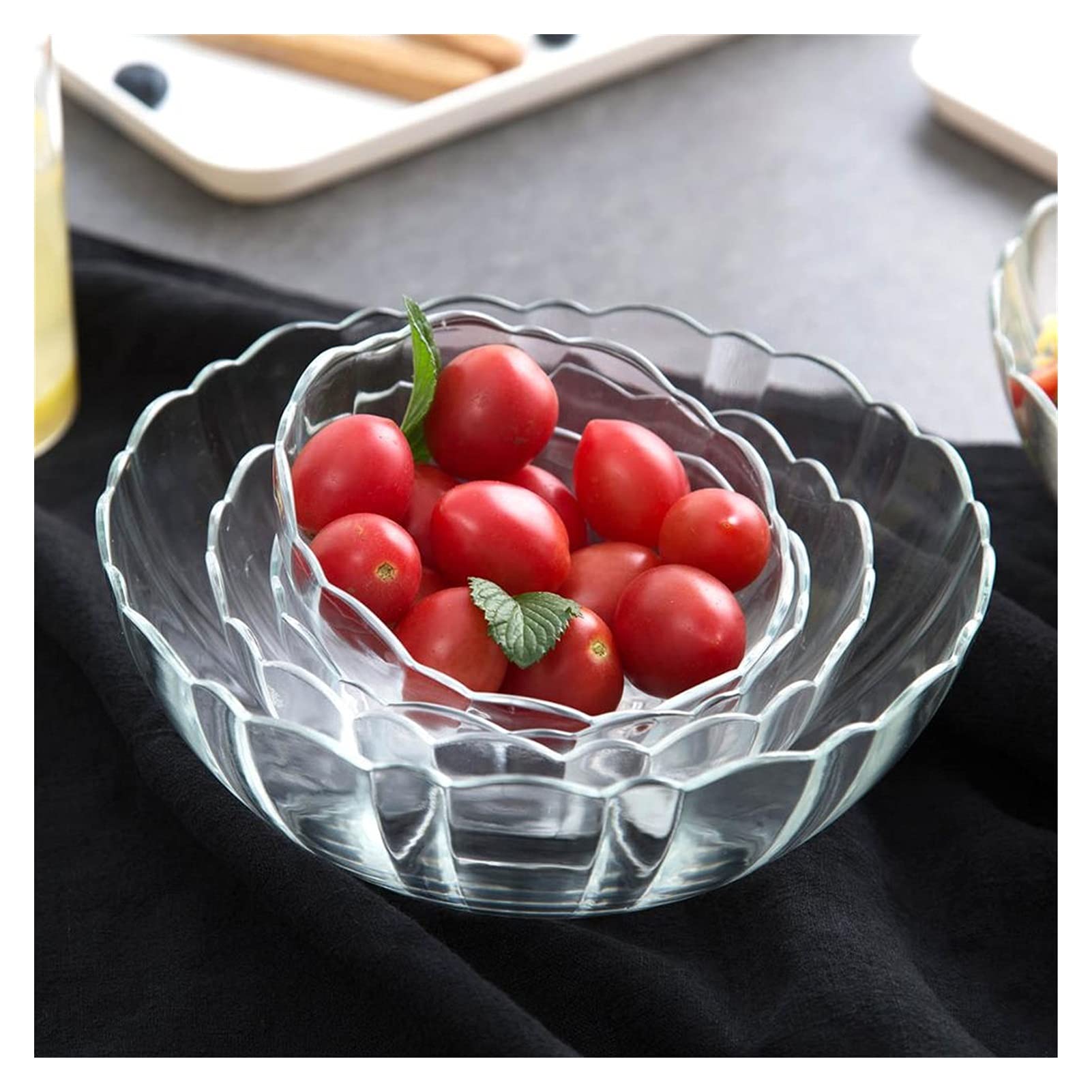 Saladier Bol à fruits, saladier, bols en verre Bol à salade en verre transparent Bol à glace Bol à fruits Plat écologique for micro-ondes Vaisselle Bol à soupe Bol à nouilles de riz Bol à bonbons