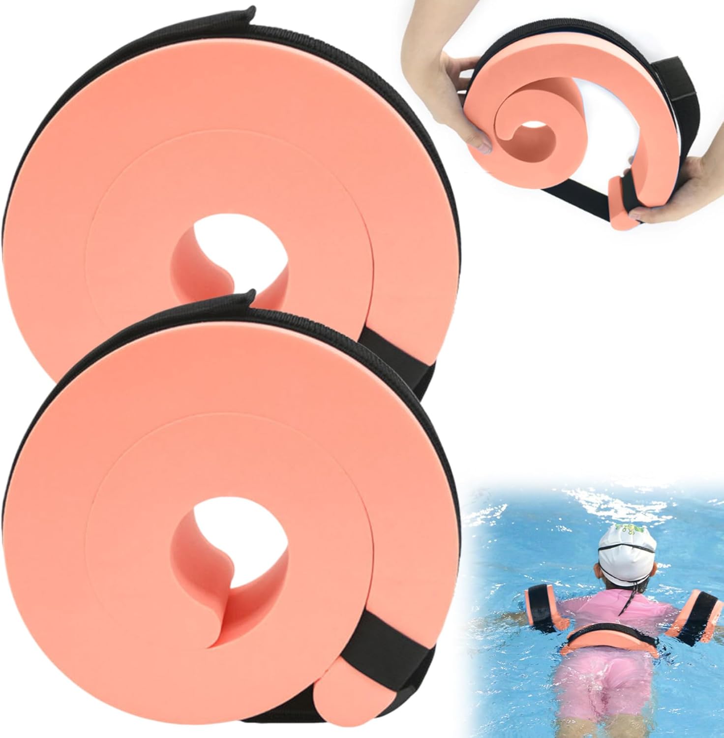 Floaties for Adults Swim Arm Bands 1 Pair High Buoyancy Adjustable Arm Floaties for Kids Adults EVA Skin-Friendly Tear-Resistant Float Belt Swim Training Equipment, Style1