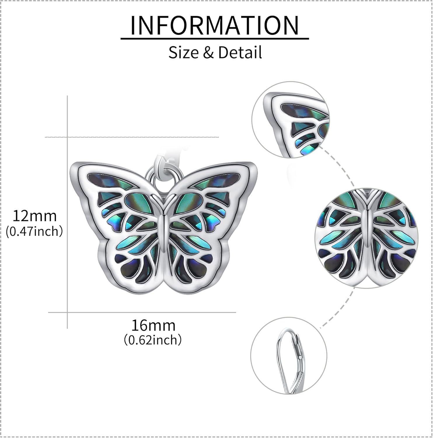 URONE Butterfly Earrings 925 Sterling Silver Butterfly Dangle Drop Leverback Earrings Animals Jewelry Gifts for Women - Image 5