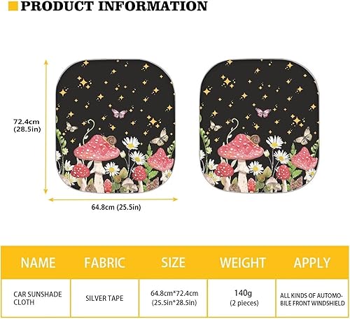 Miniatura 5 de Renewold - Parasol para parabrisas de automóvil con patrón mariposas, margaritas y hongos, bloquea calorsol, plegable, mantén el vehículo fresco,