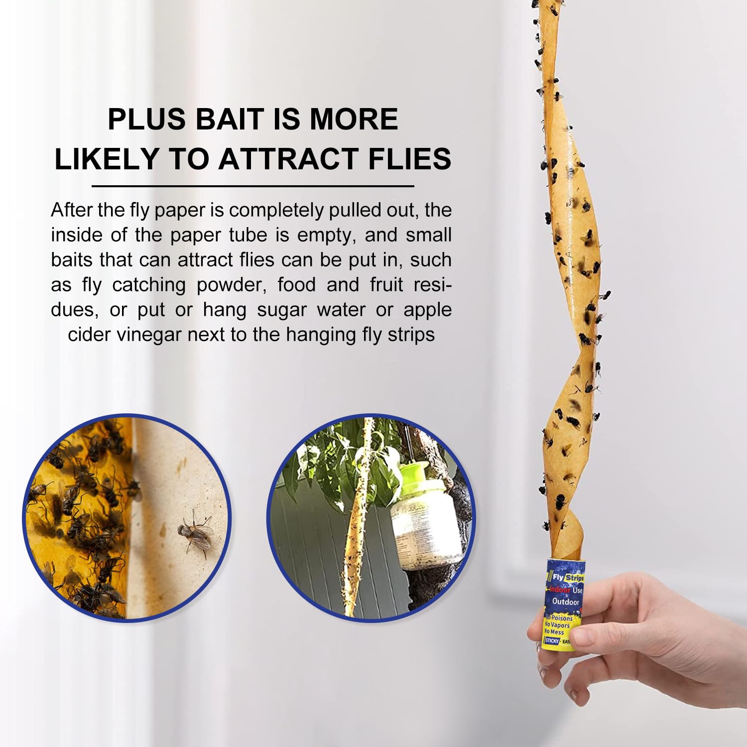Paquete de 40 trampas para moscas para interiores y exteriores, papel adhesivo para colgar con alfileres, rollo de cinta para moscas de frutas para el hogar, atrapasueños y mosquitos para interior