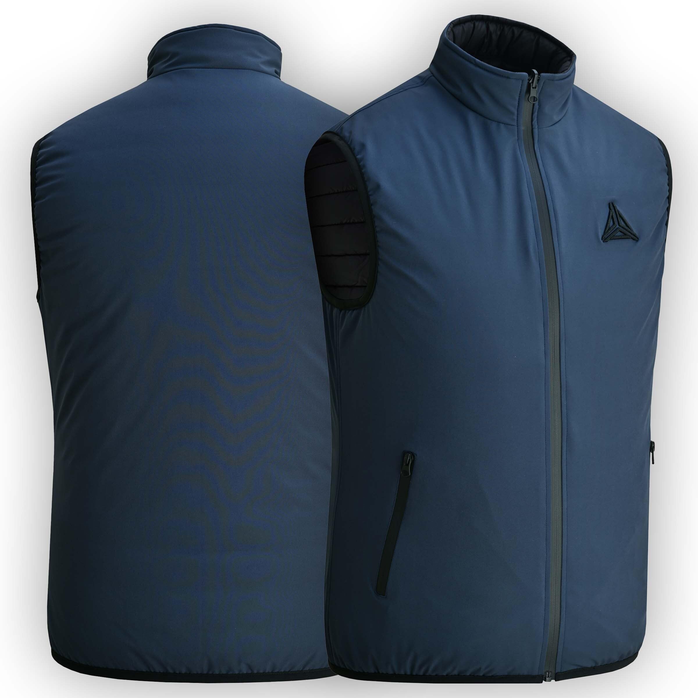 Ambick Chalecos de abrigo para hombre - Chaleco acolchado reversible y plegable para hombre, chaleco de golf bidireccional para hombre con cierre de cremallera impermeable