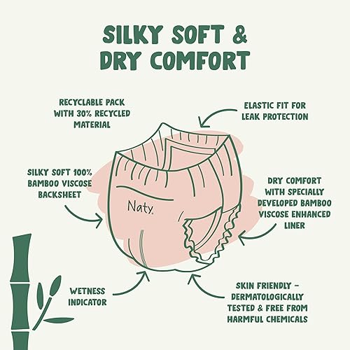 Miniatura 2 de Naty - Pantalones de entrenamiento de viscosa de bambú, suave y sedoso, ropa interior de entrenamiento para ir al baño, dominadas a base de plantas,