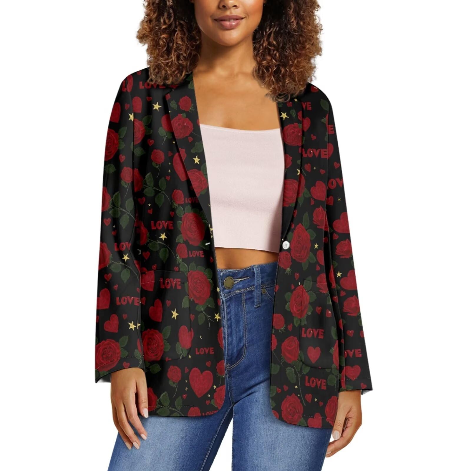 Womens Fall Spring Long Sleeve Blazer Jackets with Pockets Loose Fit Work Casual Outerwear 2023 Trendy