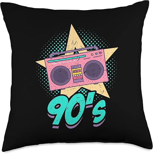 Cojín retro de los años 90, electromagnético, ondas, género Radio Cassette Throw Pillow
