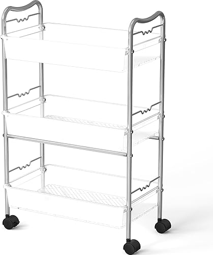 Miniatura 4 de DecoBros, carro de malla de metal color plateado