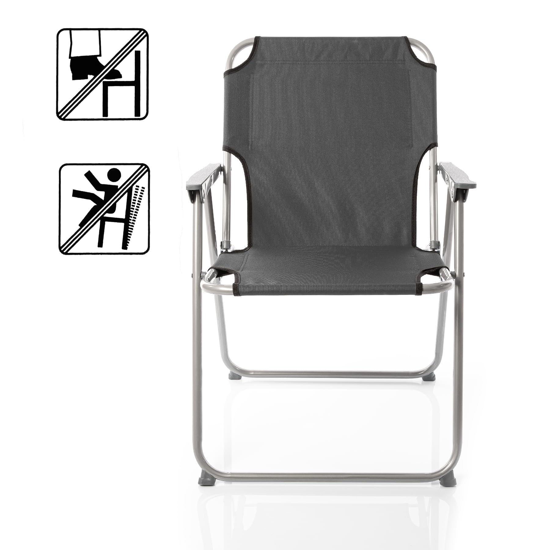 BigDean 2X Klappstuhl Faltstuhl Angelstuhl – Anthrazit/Grau robust klappbar bis 120kg belastbar - klassischer Gartenstuhl für Garten & Camping - Campingstuhl faltbar