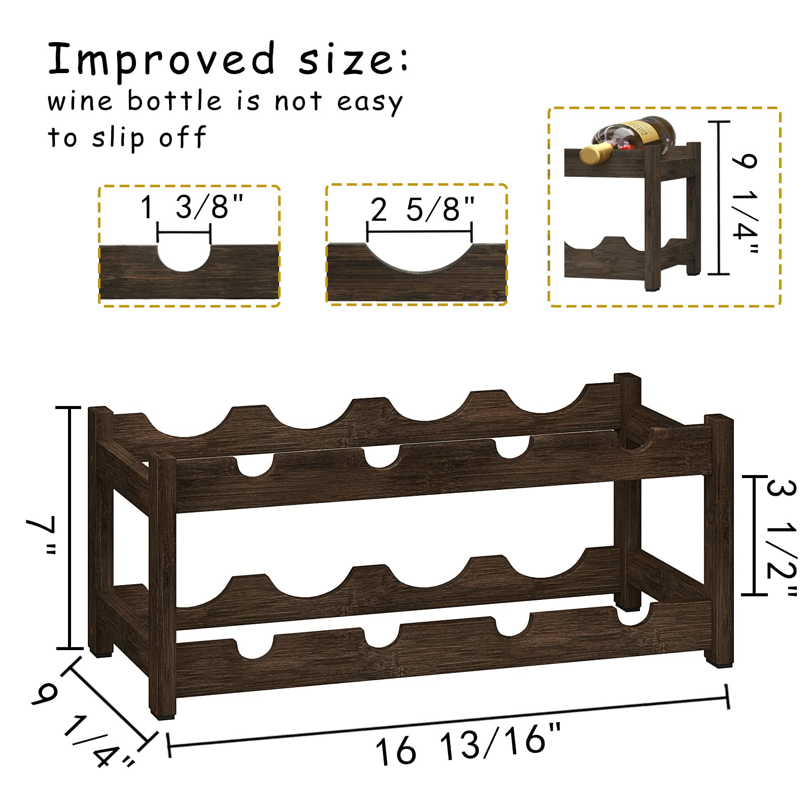 Snapklik.com : BAMEOS Wine Rack Freestanding 2 Tier 8 Bottle Bamboo ...