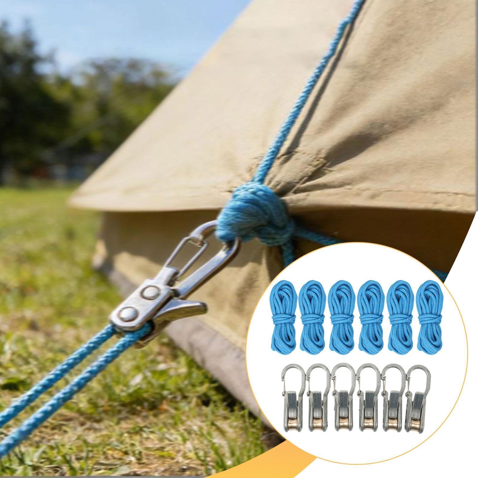 Kit di Accessori Tendicorda in 2 Pezzi, Rotolo di Paracord, Pratico, Sicuro, in Nylon, Acciaio Resistente, Adatto per Campeggio, Fissaggio Tende, Atti