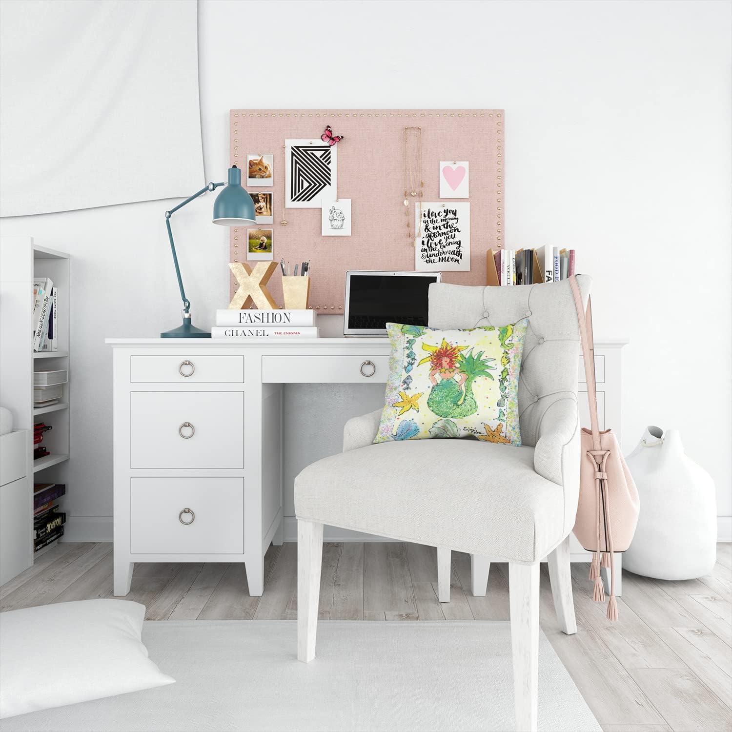 Caroline's Treasures 8081PW1414 Red Headed Funky Mermaid Fabric Decorative Pillow Machine Washable, Indoor Outdoor Decorative Pillow for Couch, Bed or Patio, 14Hx14W