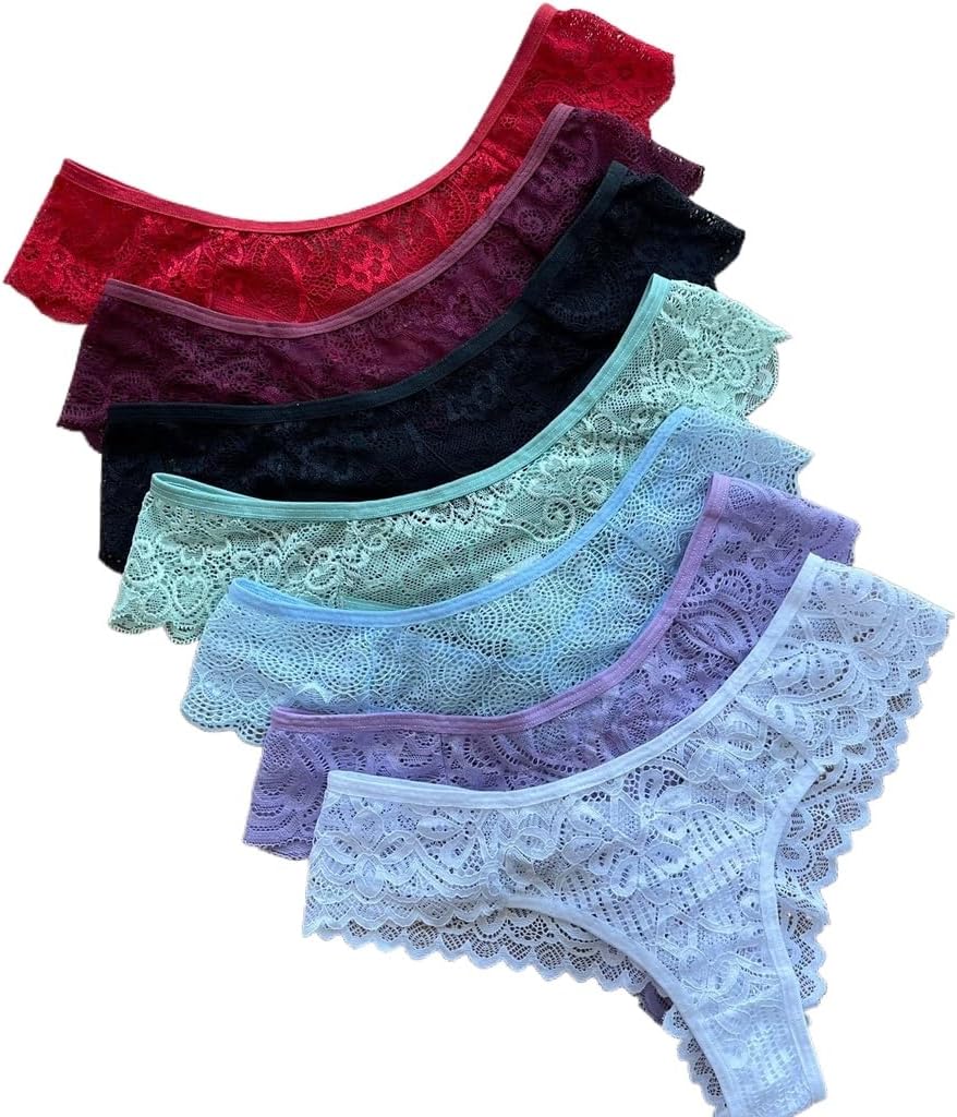 Kit com 5 Calcinhas em Renda Fio Dental Sexy Lingerie Feminina Sensual Moda Intima