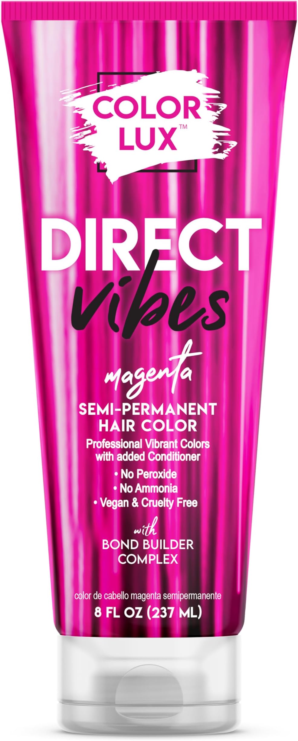 Color Lux Direct Vibes Semi-Permanent Hair Color, Magenta, Vibrant & Long-Lasting Shade, Ammonia-Free, Vegan, Sulfate-Free, Paraben-Free, 8 fl oz