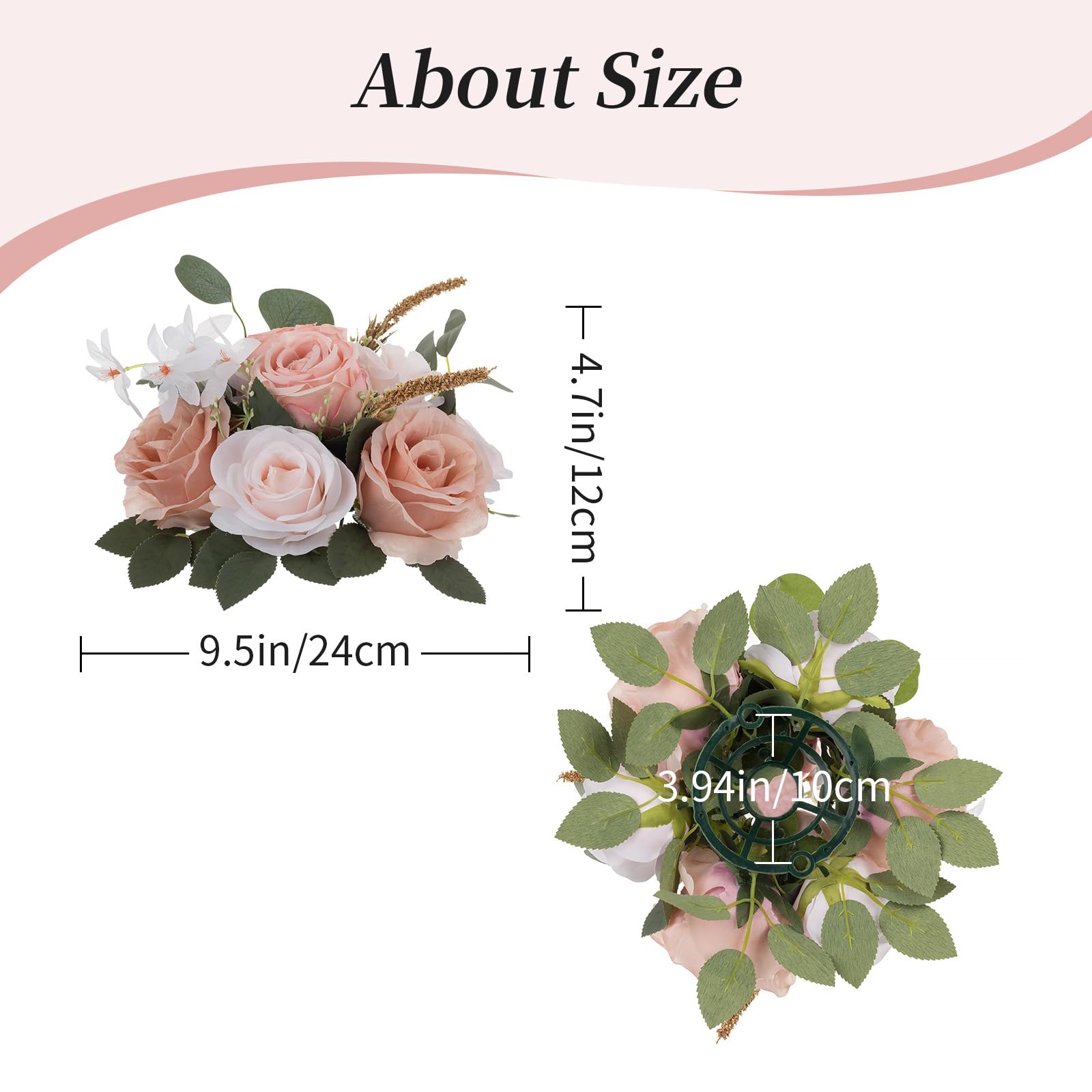 BLOSMON Artificial Flowers Ball Wedding Centerpieces 2 Pcs Dusty Pink Rose Artificial Flower Center Pieces Decoration for Table Silk Kissing Ball Faux Floral Bouquet Arrangements Home Party Decor