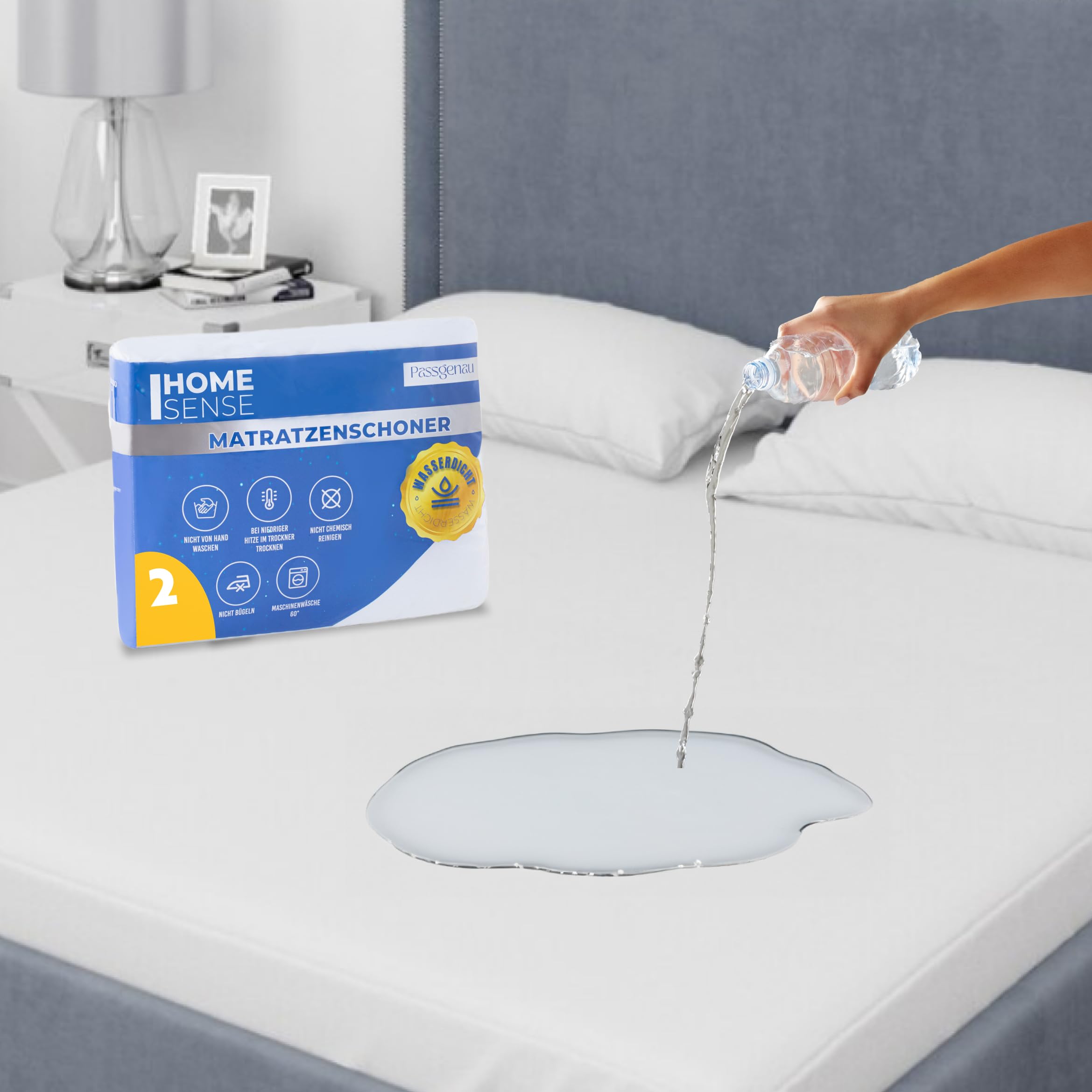 Home Sense Waterproof Mattress Protector for Single Bed, Pack of 2- Absorbent Mattress Protector, Breathable Mattress Cover Sheet, Waterproof Bed Sheet, Single Mattre | 59x79 inch - 150x200 cm (King)