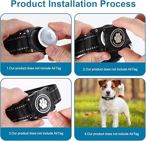 Miniatura 5 de OKVSKO Airtag - Collar para perro, collar de nailon con soporte impermeable para AirTag, collar luminoso reflectante ajustable para mascotas para