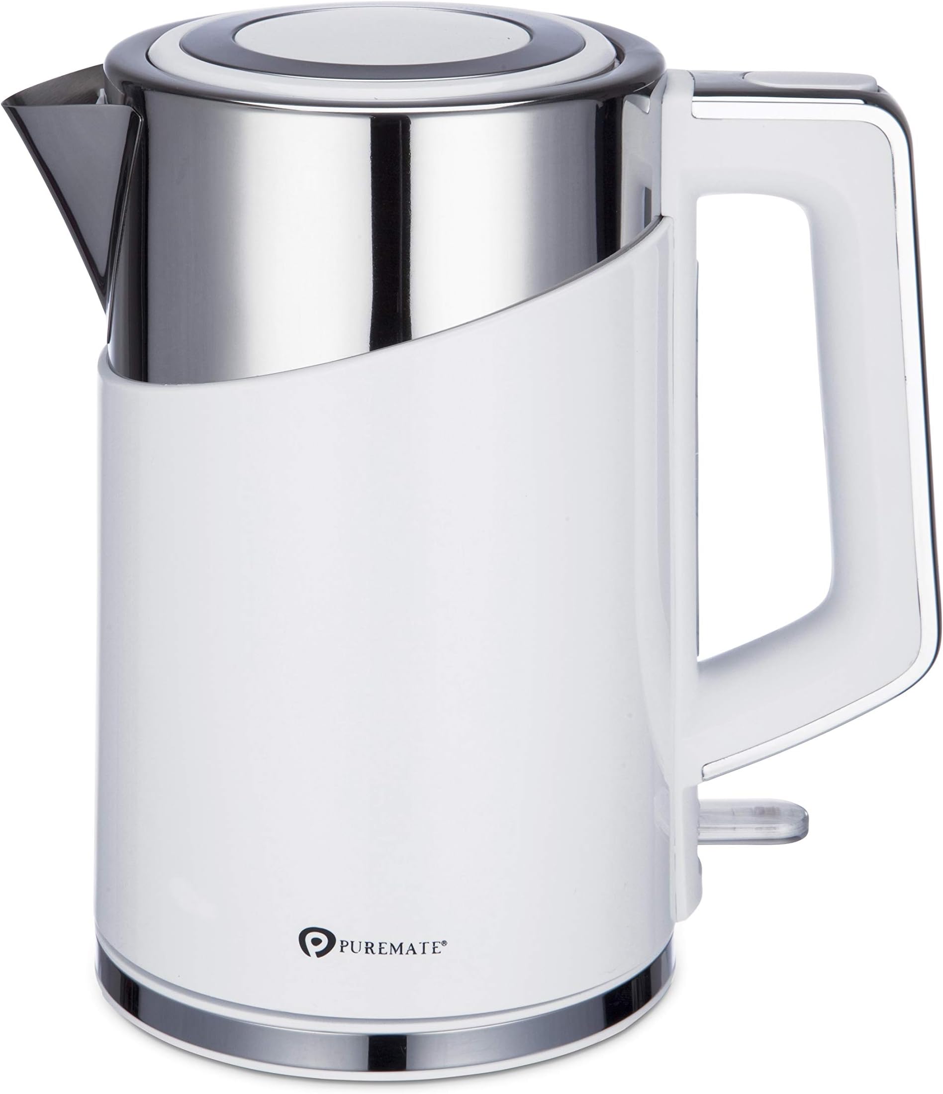PureMate PM 2652 Electric Cordless Fast Boil Stainless Steel Jug Kettle with Reusable Filter, Double Walled Insulation & Silicone Sealed Lid with Boil Dry Protection - 1.7 Litre, 3000W
