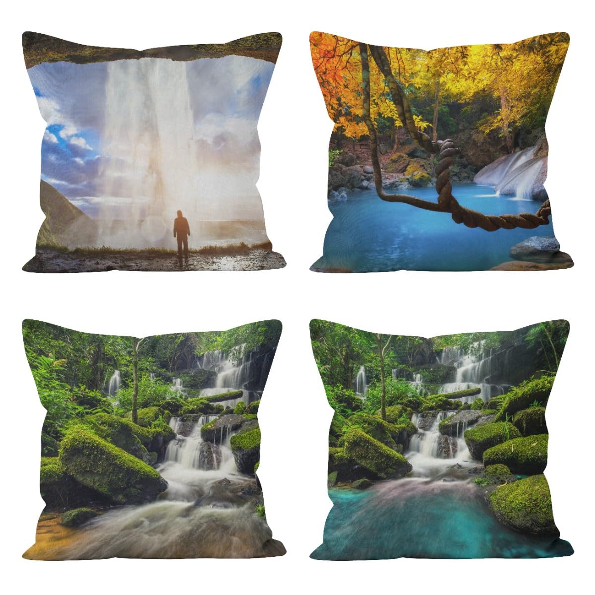 Housse de coussin salon en lin haut de gamme motif cascade 50x50
