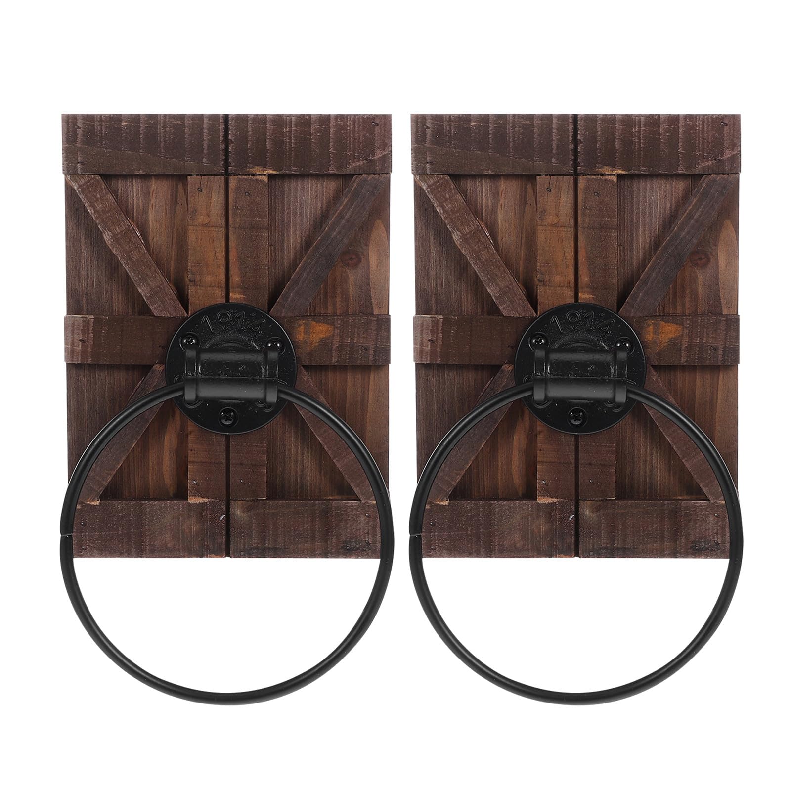Porte-serviettes rustiques style ferme en bois avec panier de rangement pour cuisine, lot de 2