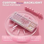 YUNZII B87 Mécanique sans fil QMK/VIA Logiciel personnalisé de jeu clavier, Gasket RGB Clavier avec Mignon MOA Casquettes,Reste de poignet,BT5.0/2.4G/USB-C NKRO pour Win/Mac (Pink, crème de cacao) V2 Interrupteur)