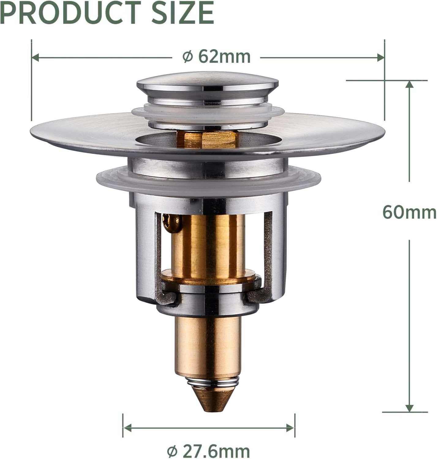 Universal Bathroom Sink Sper - Brushed Niel Up Drain Sper for