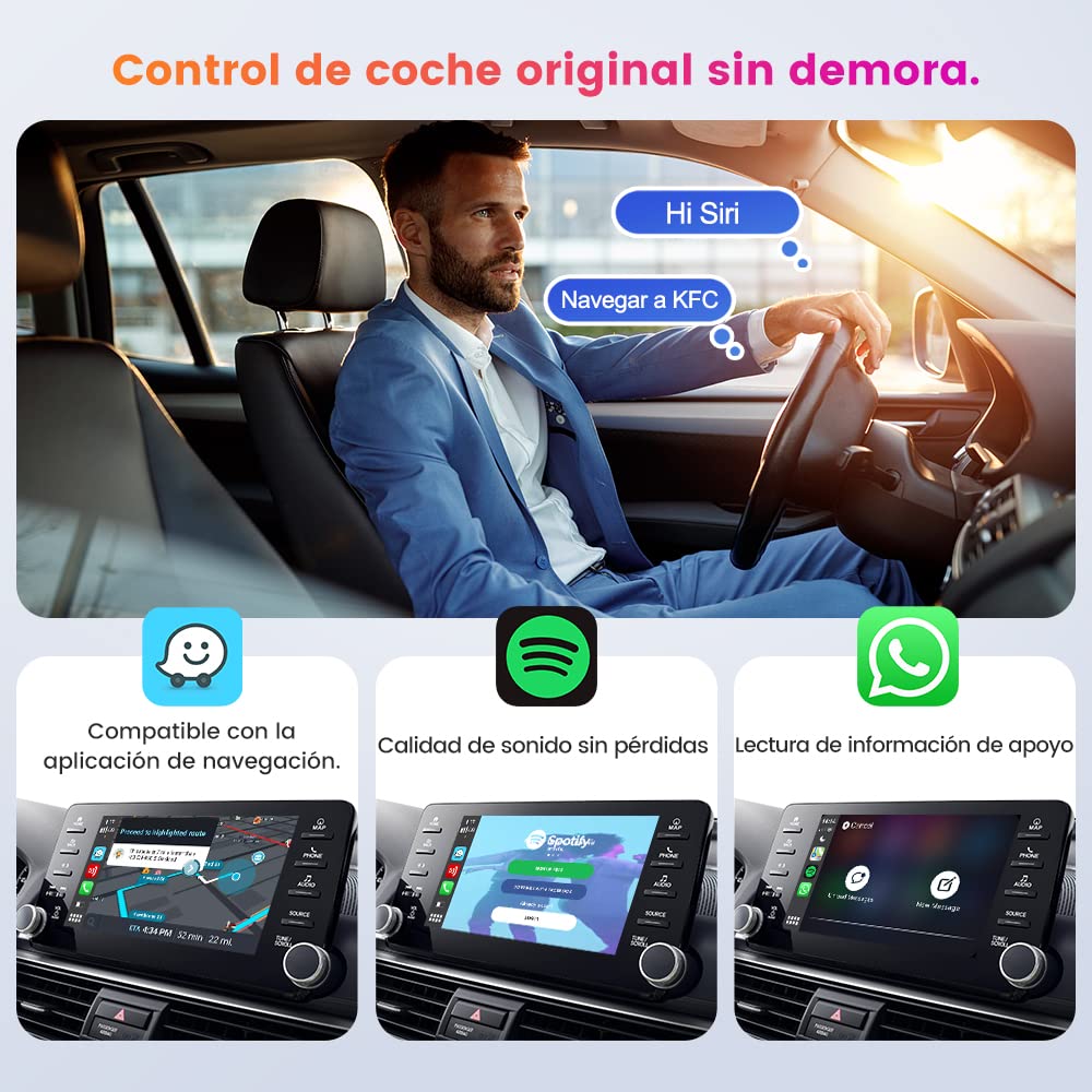 Carlinkit 5.0 CarPlay y Android Auto inalambrico (2 en 1),For para Coches equipados con CarPlay y Android Auto(año de fabricación: 2017 a 2024) 5GHz WiFi, Auto Connect, Actualización en Línea