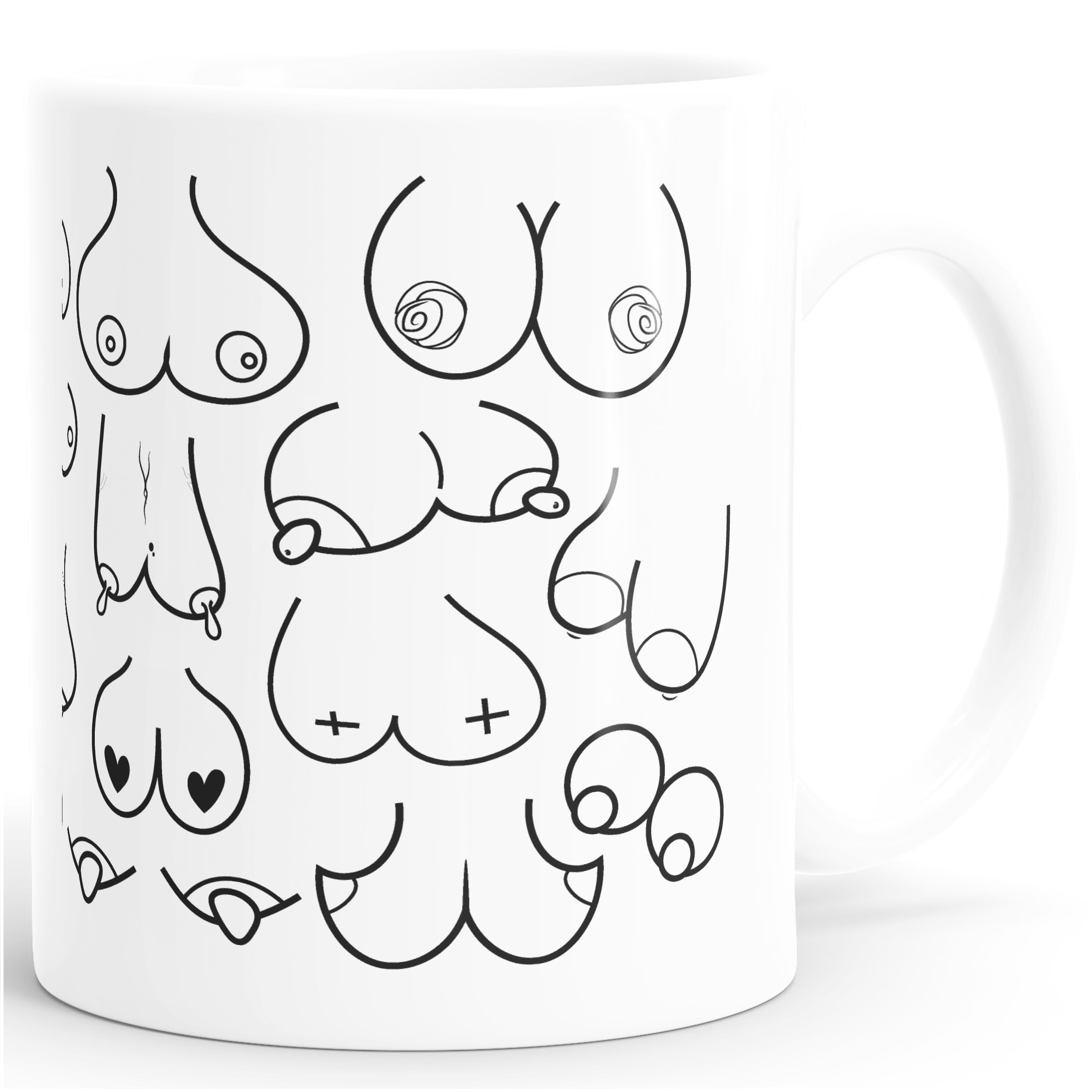 MoonWorks Coffee Mug Tits Pattern Breasts - Fun Office Mug in White