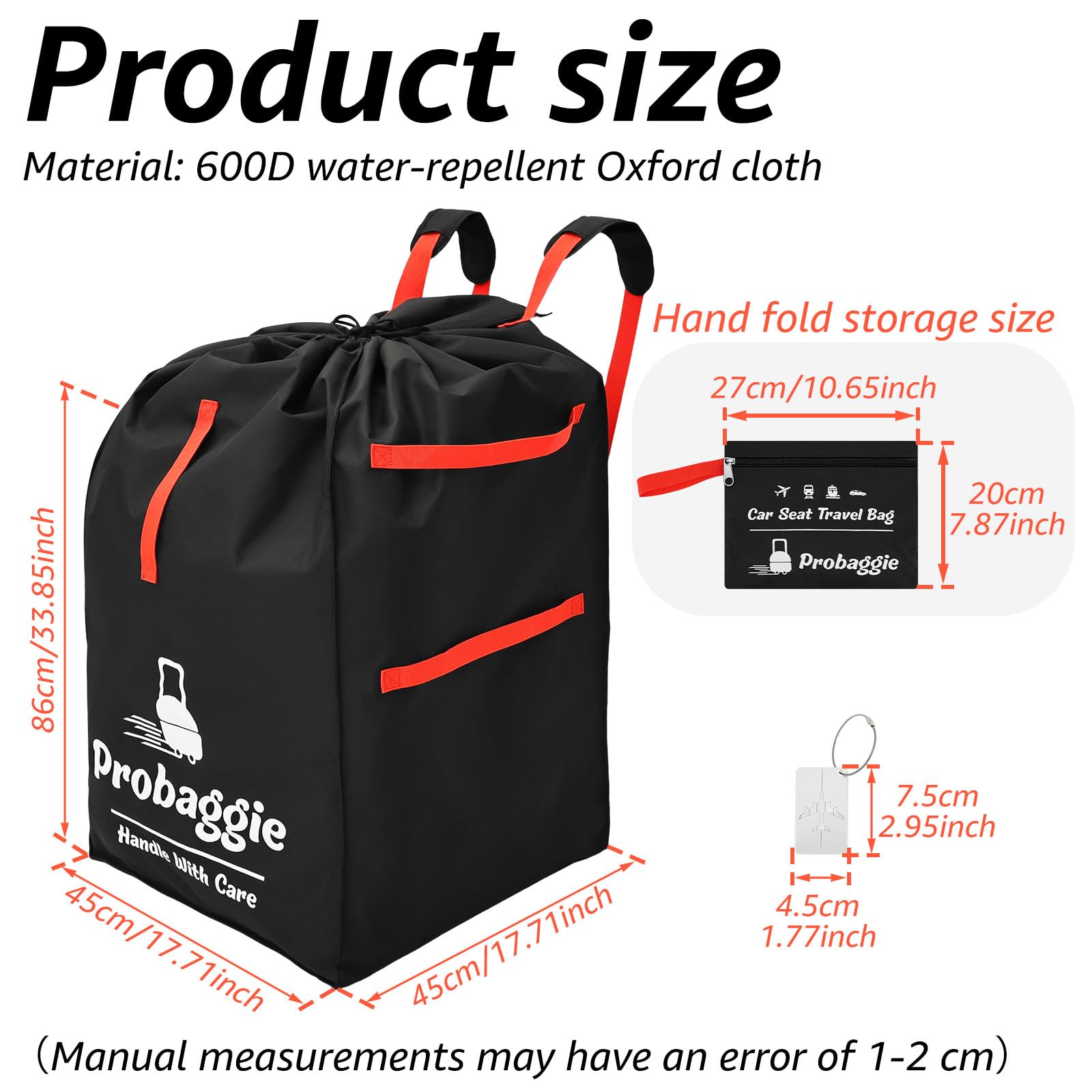 Zhjiutak Car Seat Travel Bag for Airplane,86x45x45cm Easy Carry Backpack Bags, Car Seat Bag Ideal for Air Travel Family Vacation and Parents with Infant — view 3