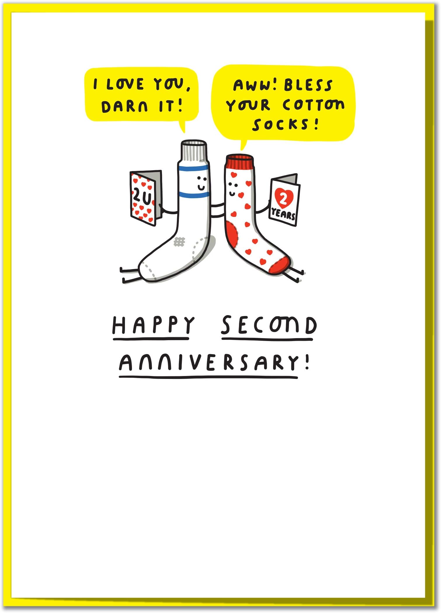 Bless Your Cotton Socks! Funny Cute Second Anniversary Card